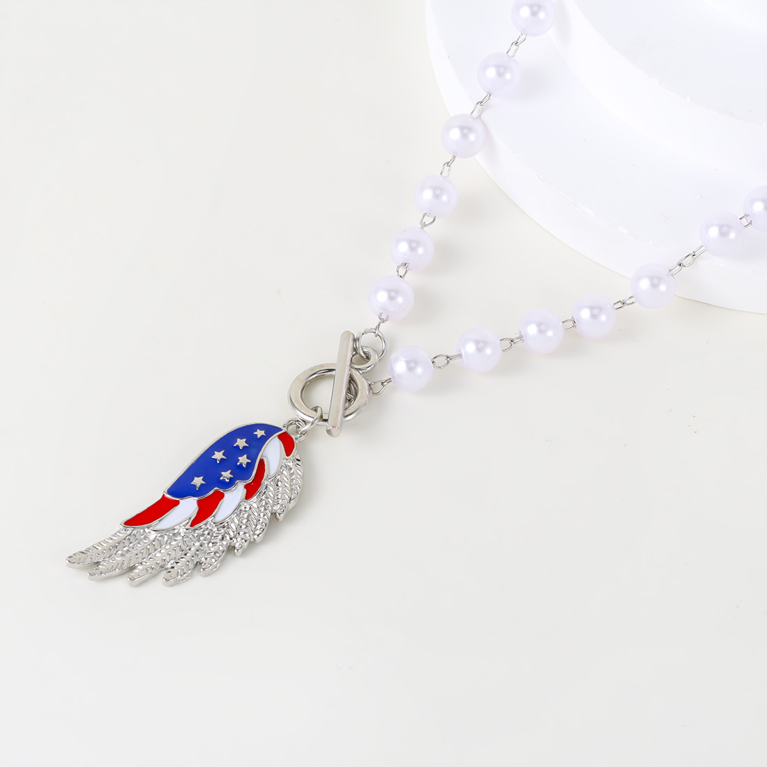 Wholesale Jewelry Simple Style Classic Style American Flag Wings Alloy Gold Plated Silver Plated Pendant Necklace display picture 10