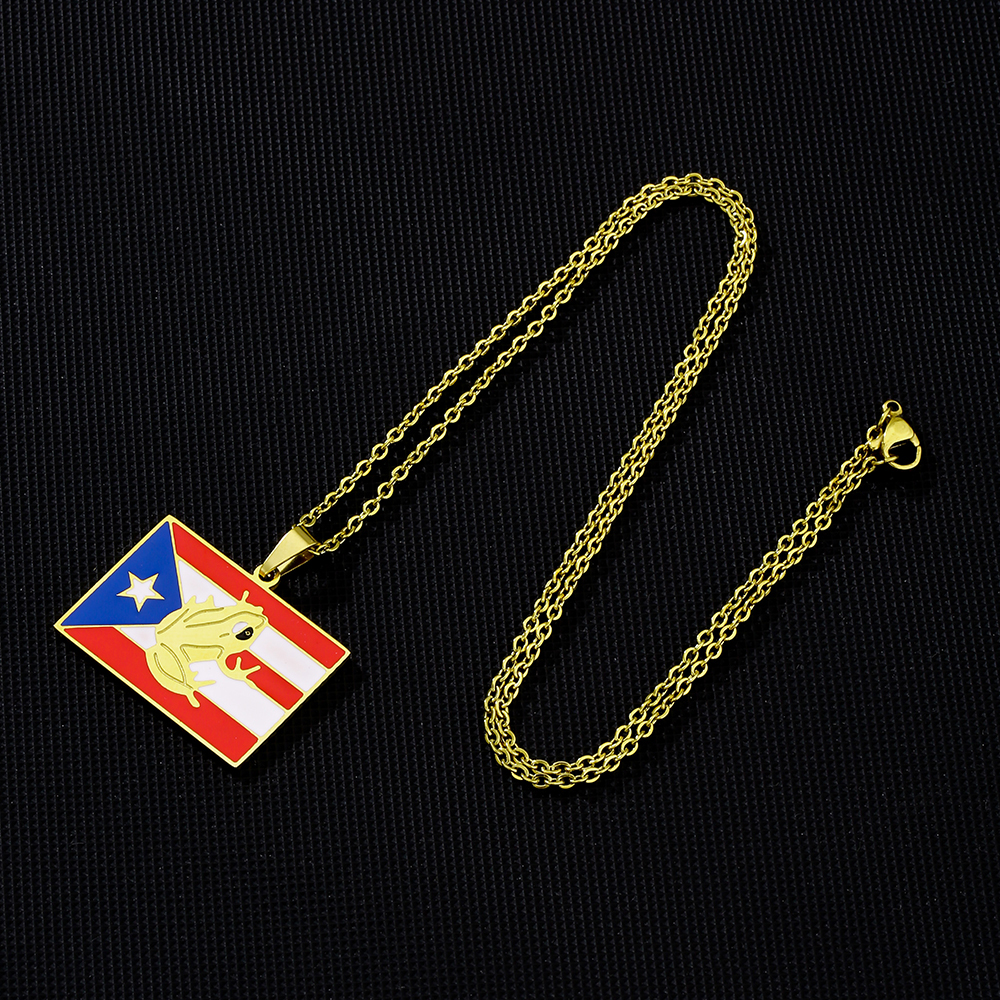Ethnic Style Flag 201 Stainless Steel 304 Stainless Steel Enamel Plating None 18K Gold Plated Unisex Pendant Necklace display picture 9