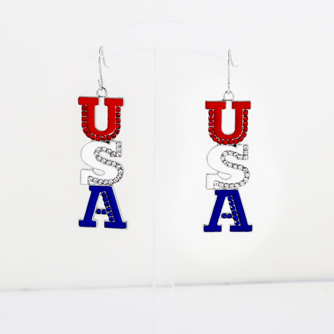 1 Pair Simple Style Commute Letter Alloy Silver Plated Drop Earrings display picture 2