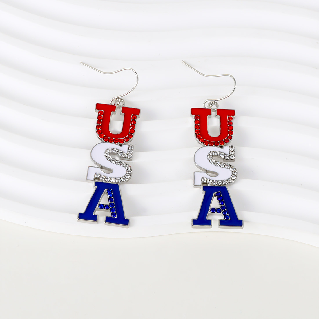 1 Pair Simple Style Commute Letter Alloy Silver Plated Drop Earrings display picture 5