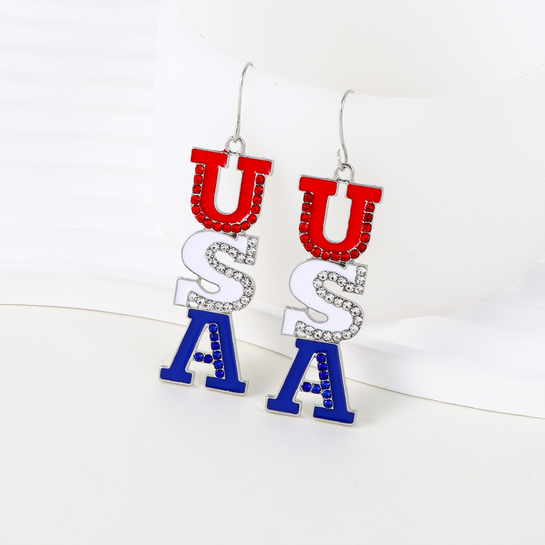 1 Pair Simple Style Commute Letter Alloy Silver Plated Drop Earrings display picture 6