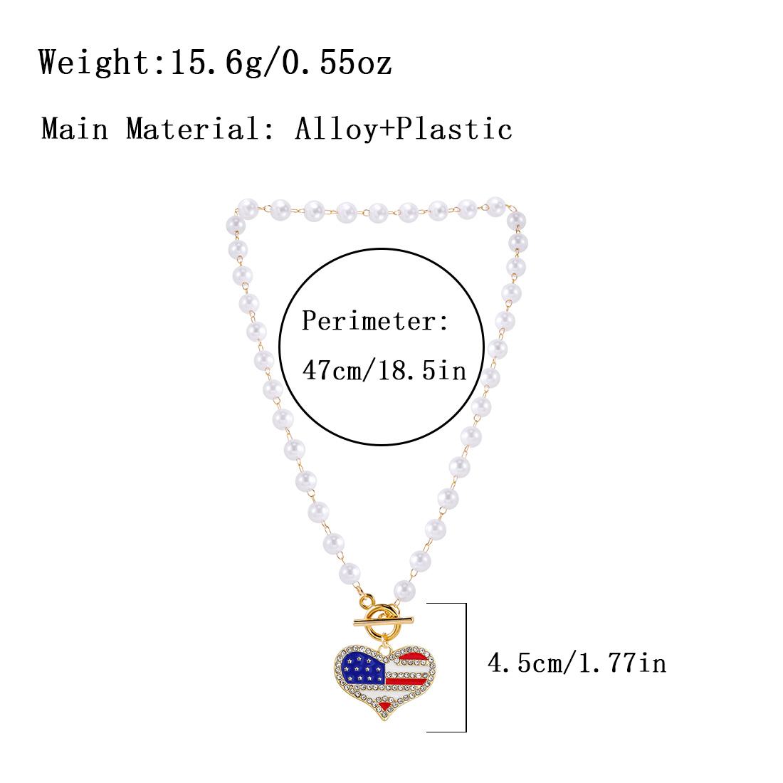 Wholesale Jewelry Retro Ethnic Style Heart Shape American Flag Alloy Gold Plated Pendant Necklace display picture 1