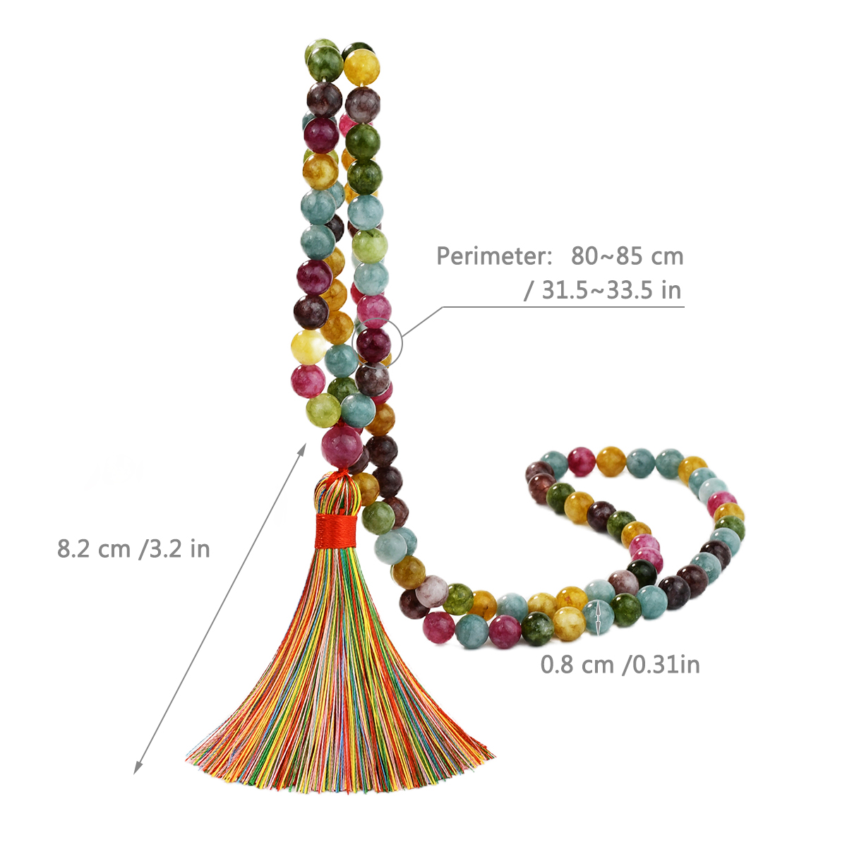 Wholesale Jewelry Casual Geometric Natural Stone Cotton Beaded Tassel Long Necklace display picture 3