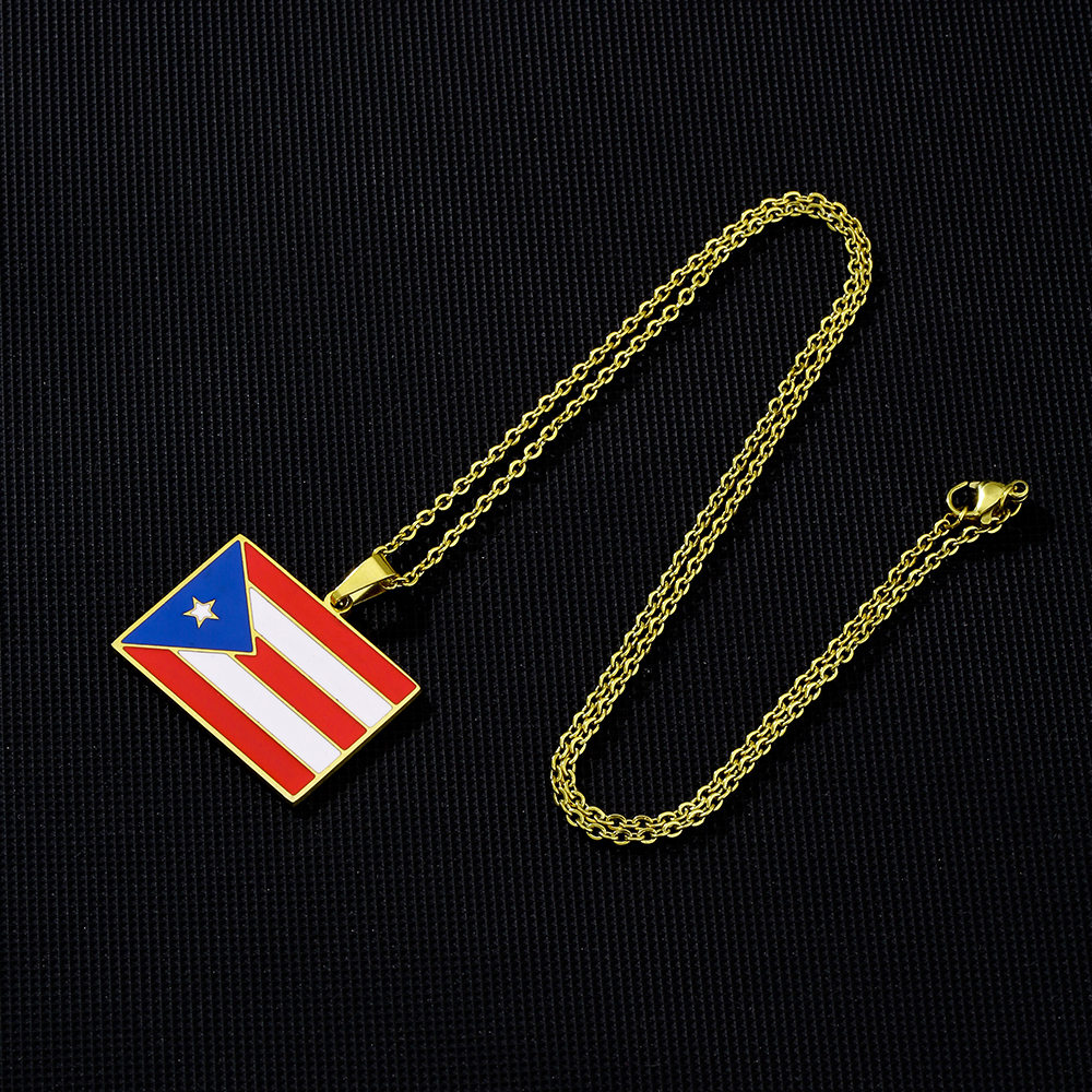 Ethnic Style Flag 201 Stainless Steel 304 Stainless Steel Enamel Plating None 18K Gold Plated Unisex Pendant Necklace display picture 8