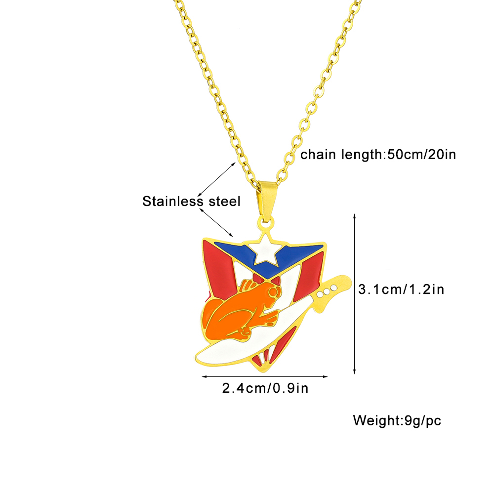 201 Stainless Steel 304 Stainless Steel 18K Gold Plated Ethnic Style Enamel Plating Flag None Pendant Necklace display picture 1