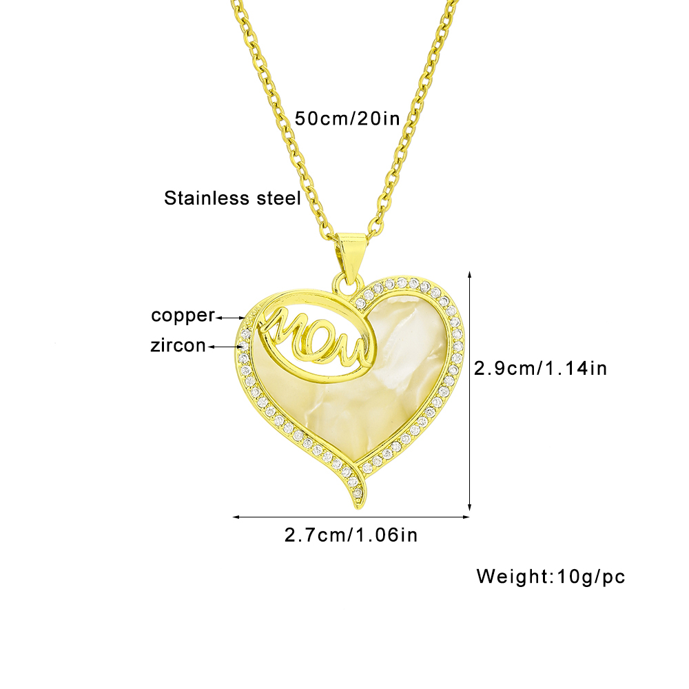 De Gros Élégant Style Simple Lettre Forme De Cœur Acier Inoxydable 304 Le Cuivre Incruster Zircon Pendentif display picture 1