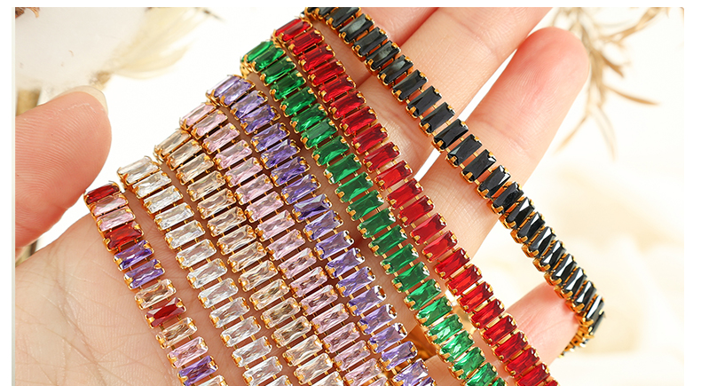 Titanium Steel 18K Gold Plated Vintage Style Inlay Colorful Zircon Bracelets display picture 2