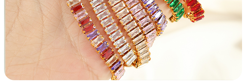 Titanium Steel 18K Gold Plated Vintage Style Inlay Colorful Zircon Bracelets display picture 3