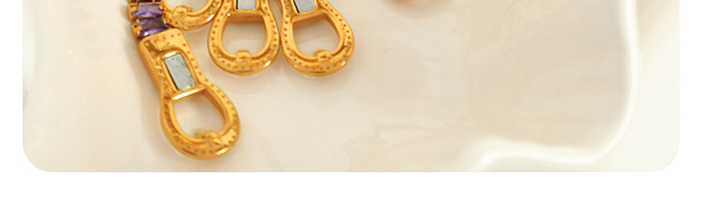 Acero Titanio Chapados en oro de 18k Estilo Vintage Embutido Vistoso Circón Pulsera display picture 11