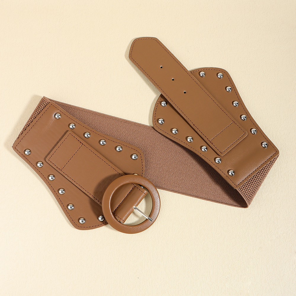 Casual Vintage Style Solid Color Pu Leather Rivet Adults Leather Belts display picture 9