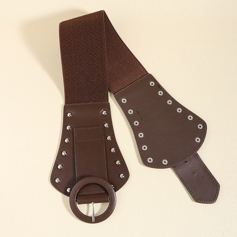 Casual Vintage Style Solid Color Pu Leather Rivet Adults Leather Belts display picture 12
