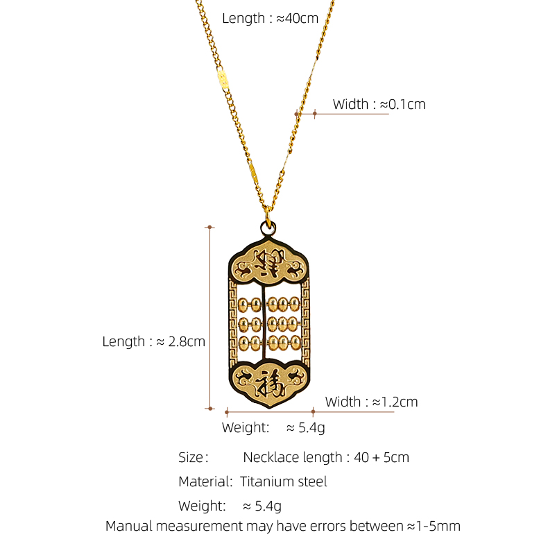 Acero Inoxidable 304 Chapados en oro de 18k Chinoiserie Con Cuentas Geométrico Collar Colgante display picture 1