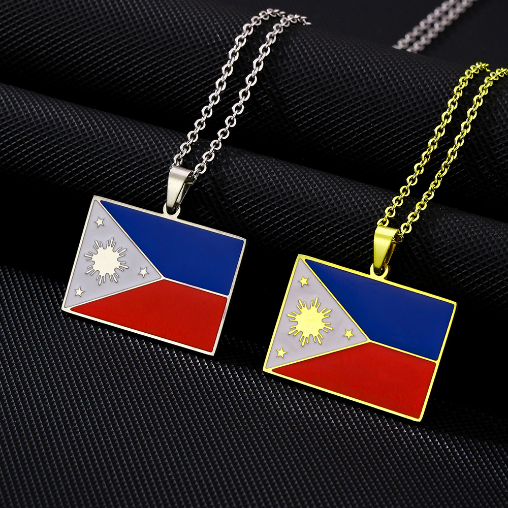 201 Stainless Steel 304 Stainless Steel 18K Gold Plated Ethnic Style Enamel Plating Flag None Pendant Necklace display picture 5