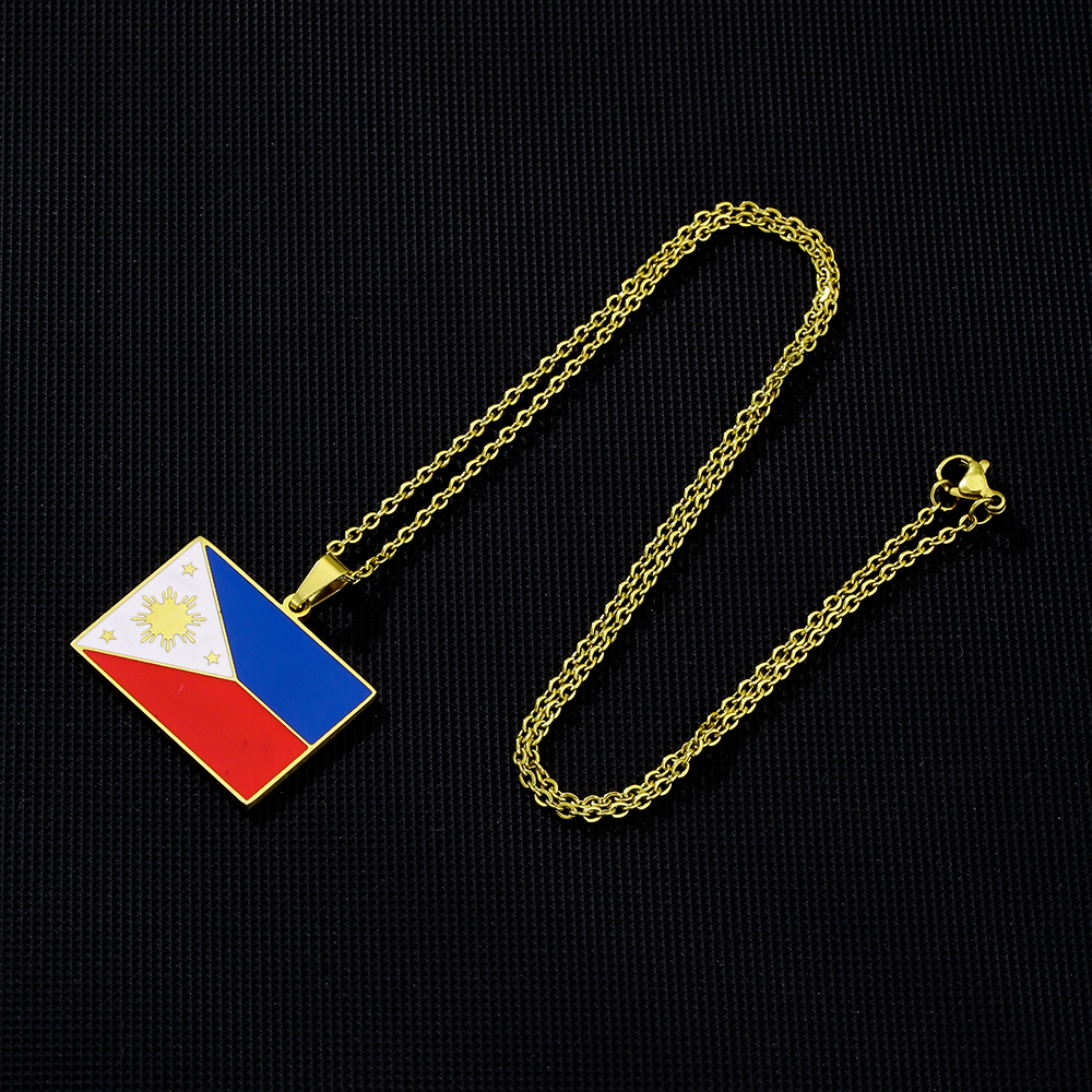 201 Stainless Steel 304 Stainless Steel 18K Gold Plated Ethnic Style Enamel Plating Flag None Pendant Necklace display picture 9