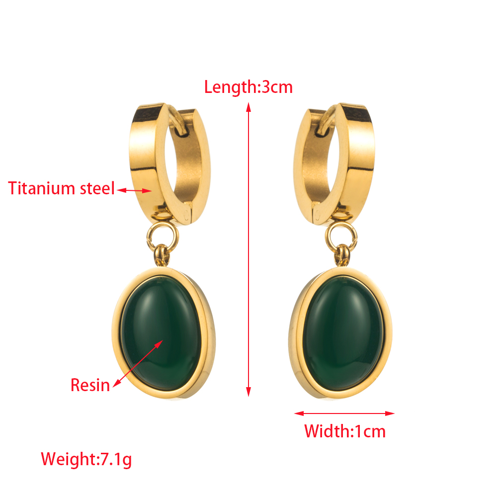 1 Pair IG Style Modern Style Classic Style Oval Plating Inlay 316 Stainless Steel  Resin Pearl 18K Gold Plated Drop Earrings display picture 1