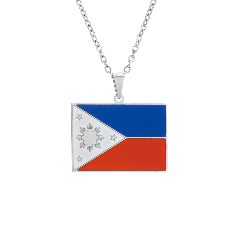 201 Stainless Steel 304 Stainless Steel 18K Gold Plated Ethnic Style Enamel Plating Flag None Pendant Necklace display picture 3