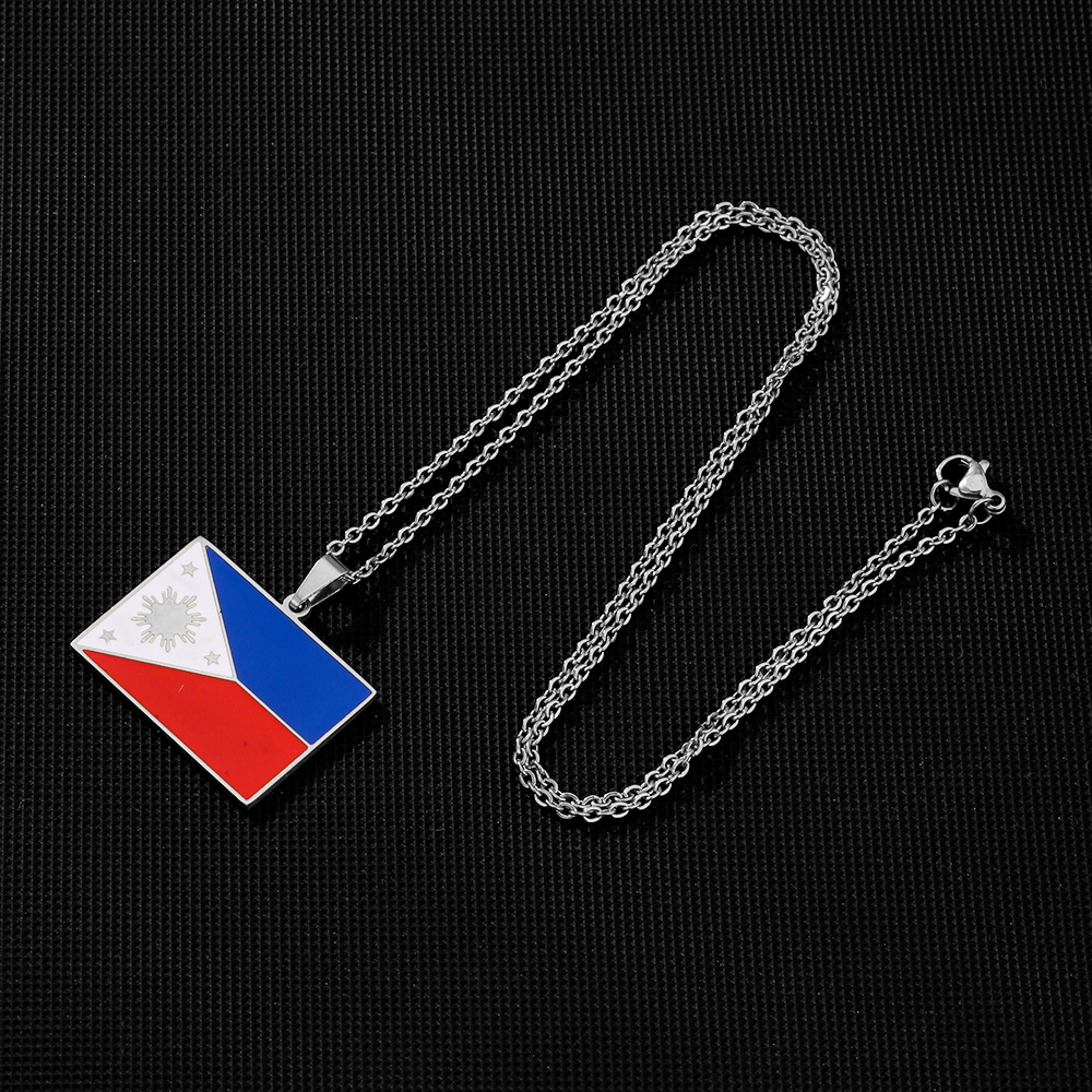 201 Stainless Steel 304 Stainless Steel 18K Gold Plated Ethnic Style Enamel Plating Flag None Pendant Necklace display picture 8