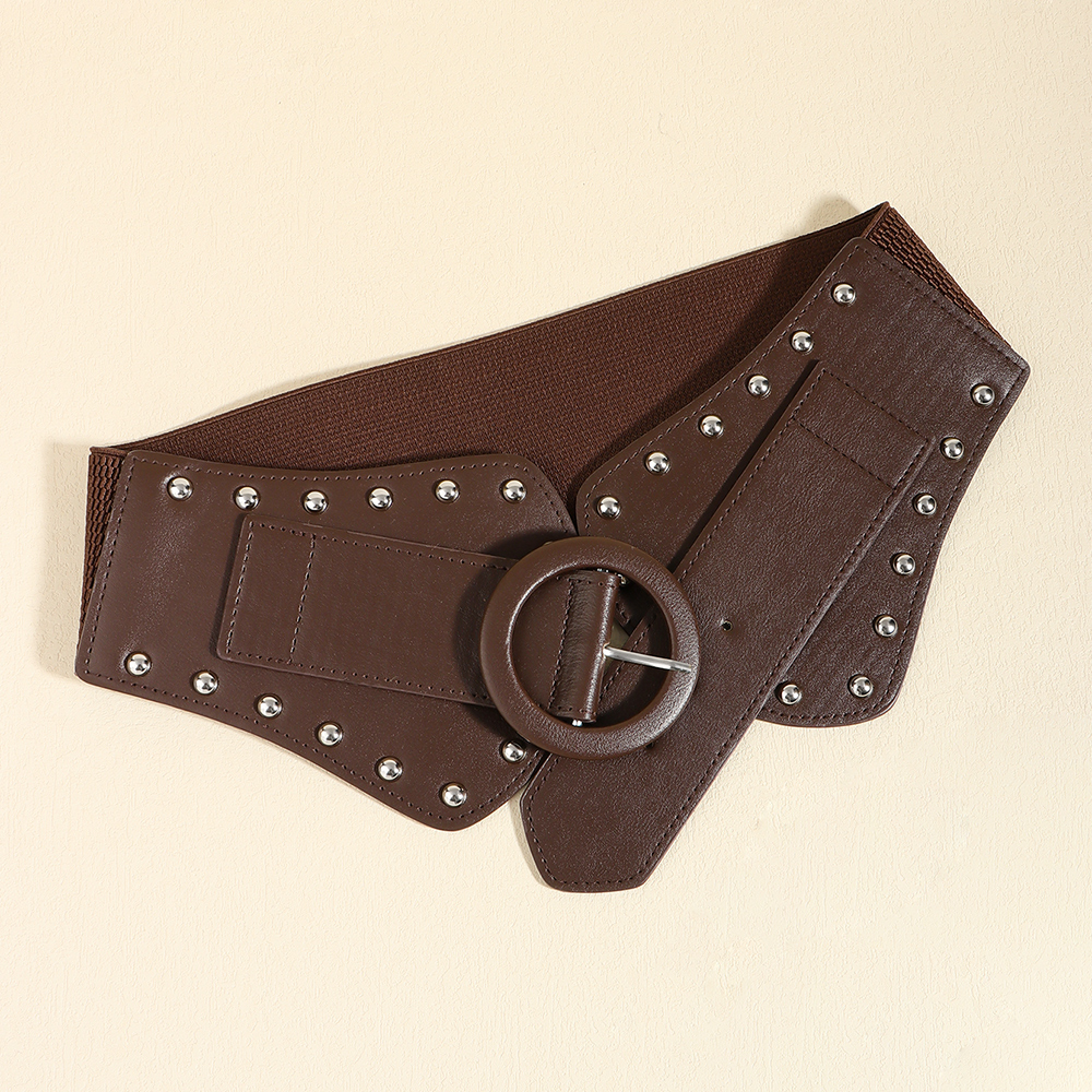 Casual Vintage Style Solid Color Pu Leather Rivet Adults Leather Belts display picture 11