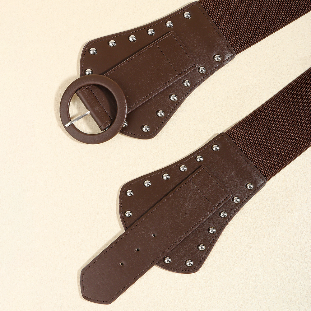 Casual Vintage Style Solid Color Pu Leather Rivet Adults Leather Belts display picture 13