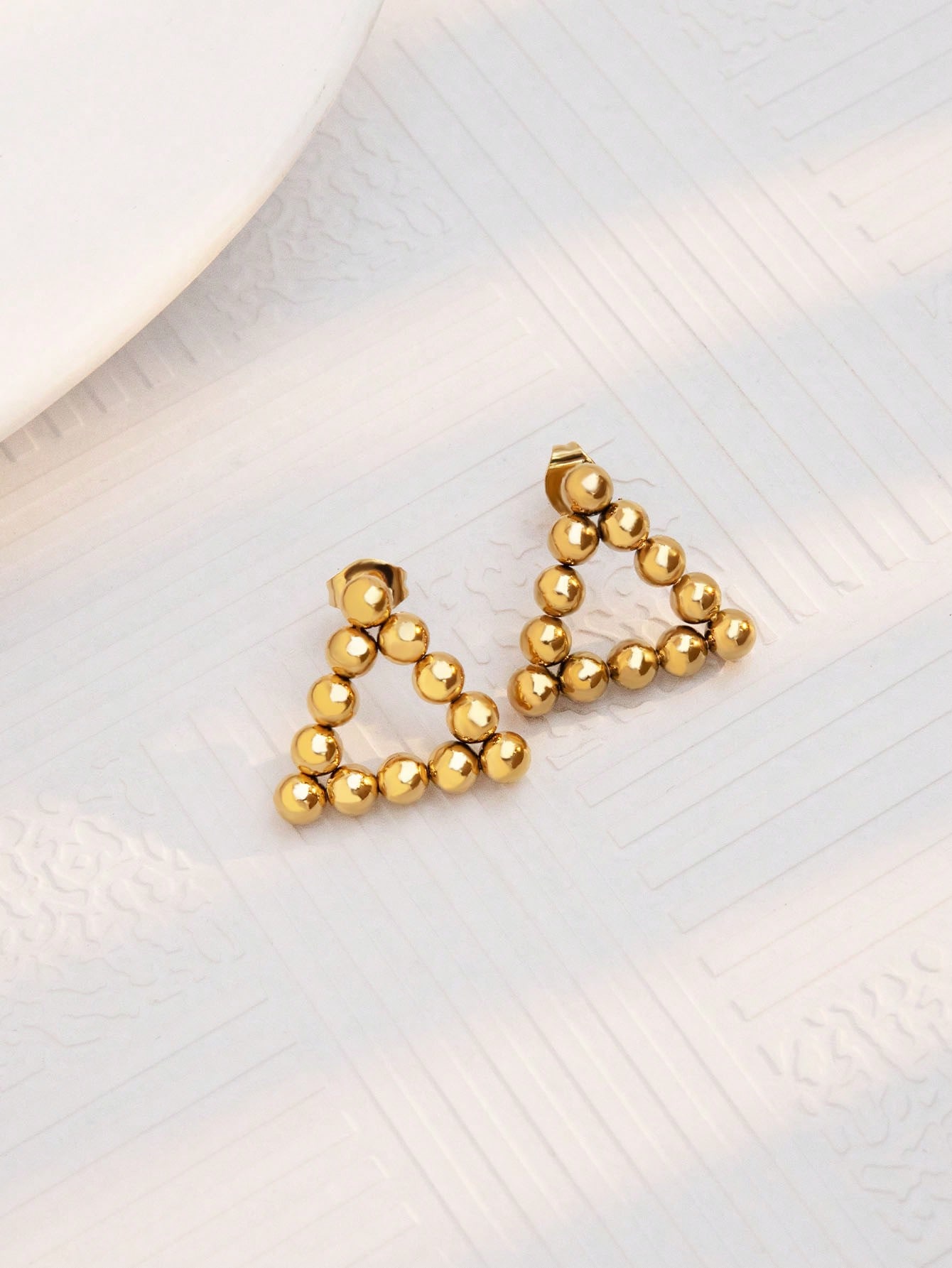 1 Pair Cute Simple Style Geometric Heart Shape 304 Stainless Steel 18K Gold Plated Ear Studs display picture 7