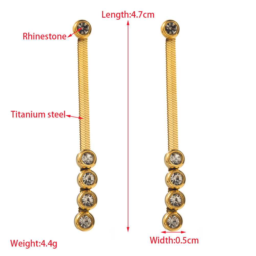 1 Pair Casual Vacation Classic Style Devil's Eye Tassel Enamel Inlay 316 Stainless Steel  Rhinestones 14K Gold Plated Dangling Earrings display picture 1