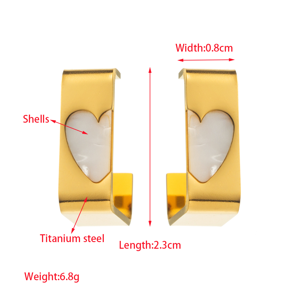 1 Pair Vacation Modern Style Classic Style Square Heart Shape Inlay 316 Stainless Steel  Resin 14K Gold Plated Ear Studs display picture 1