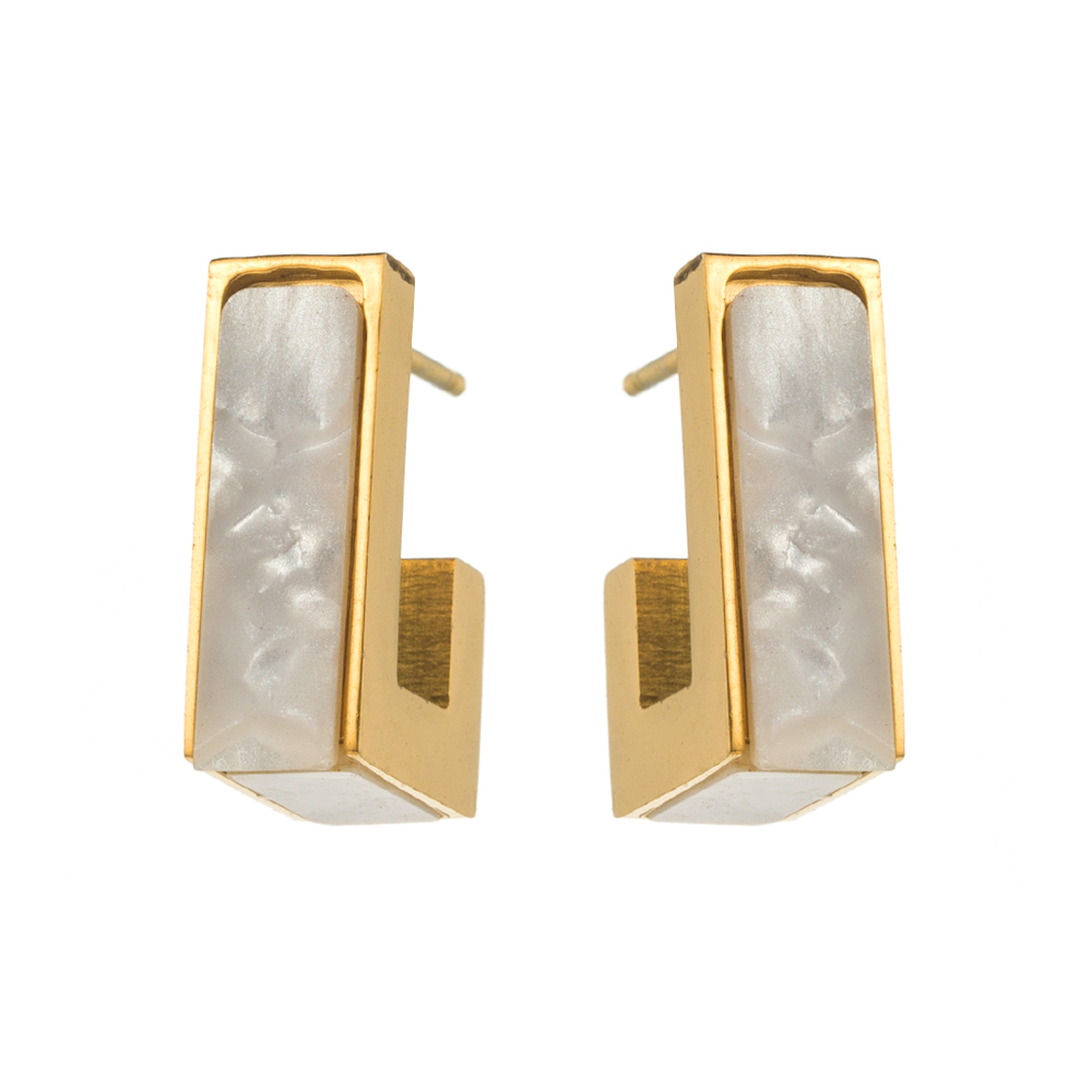 1 Pair Vacation Modern Style Classic Style Square Heart Shape Inlay 316 Stainless Steel  Resin 14K Gold Plated Ear Studs display picture 7