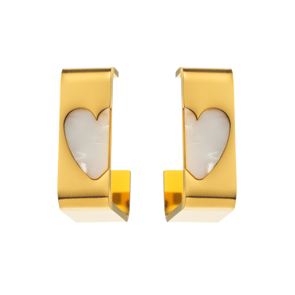 1 Pair Vacation Modern Style Classic Style Square Heart Shape Inlay 316 Stainless Steel  Resin 14K Gold Plated Ear Studs display picture 6