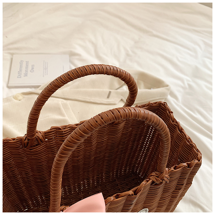 Women's Straw Letter Flower Vacation Open Straw Bag display picture 1