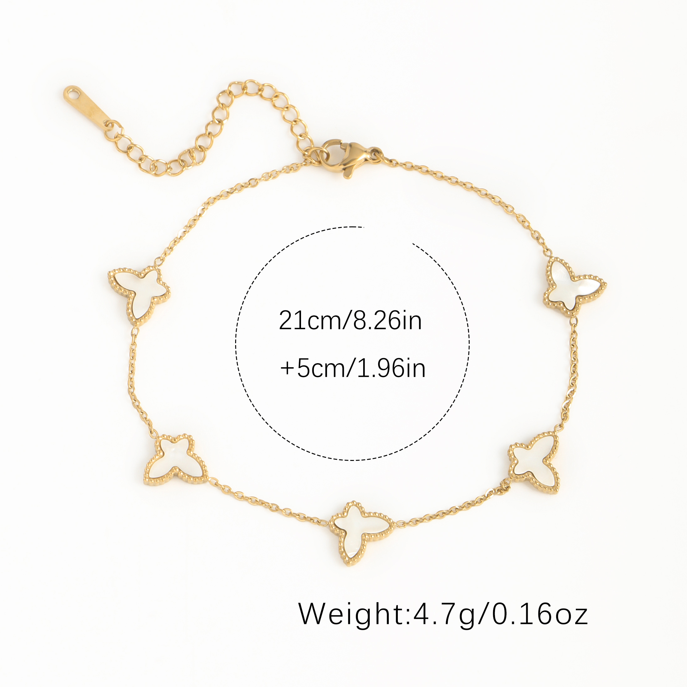 Simple Style Streetwear Butterfly 304 Stainless Steel Inlay Shell 18K Gold Plated Women's Anklet display picture 1