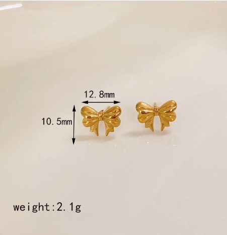 Acero Inoxidable 304 Chapados en oro de 18k Estilo IG Dulce Artístico Pulido Mariposa Nudo De Lazo Anillos Aretes Collar display picture 1