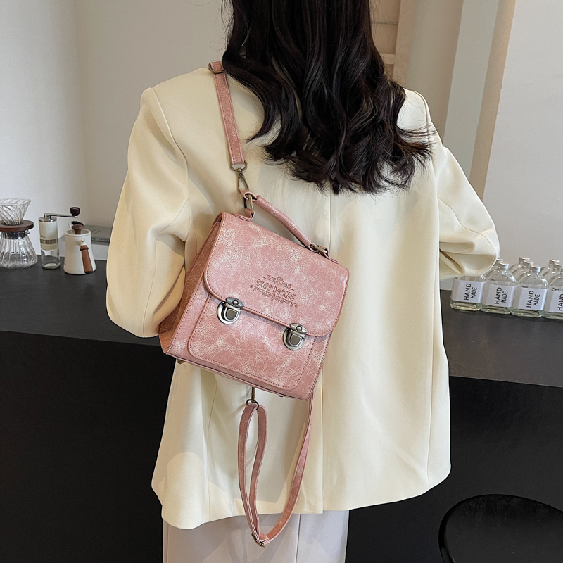 Women's Medium Pu Leather Solid Color Preppy Style Classic Style Lock Clasp Fashion Backpack display picture 12