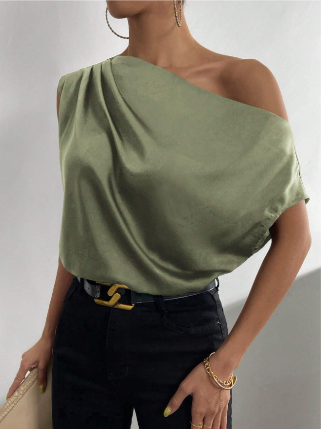Women's Blouse Short Sleeve Blouses Elegant Simple Style Solid Color display picture 8