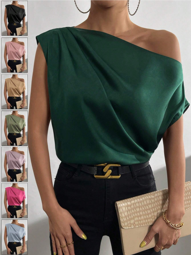 Women's Blouse Short Sleeve Blouses Elegant Simple Style Solid Color display picture 1