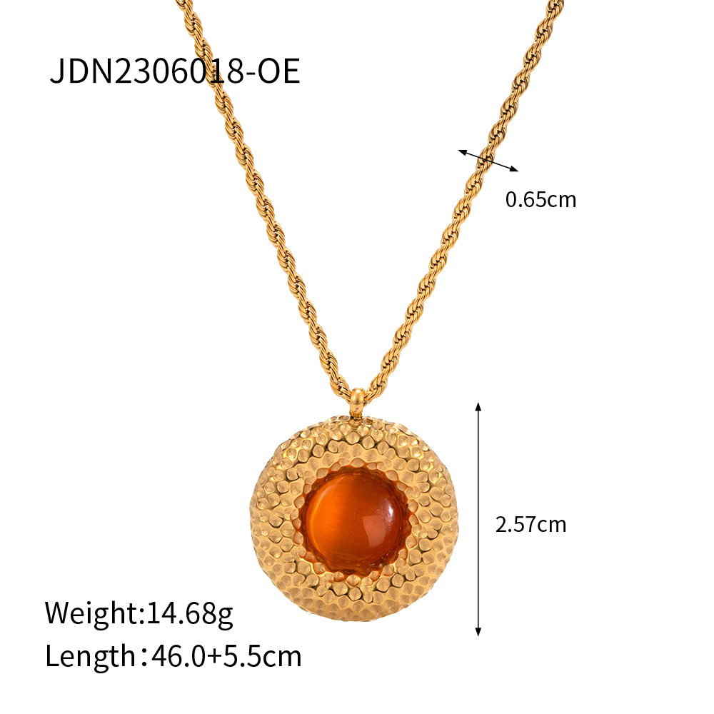 304 Stainless Steel 18K Gold Plated Simple Style Classic Style Inlay Solid Color Opal Pendant Necklace display picture 1