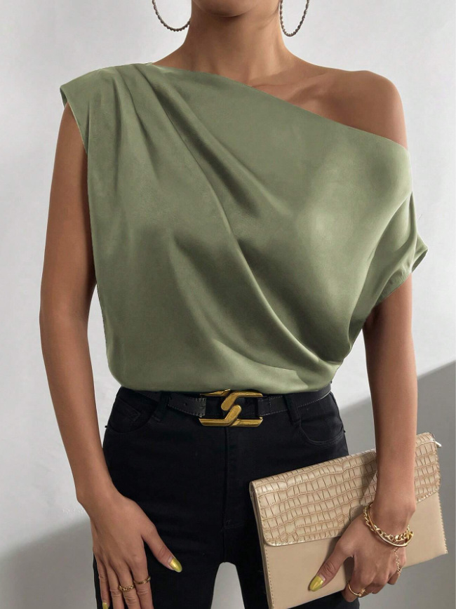 Women's Blouse Short Sleeve Blouses Elegant Simple Style Solid Color display picture 16