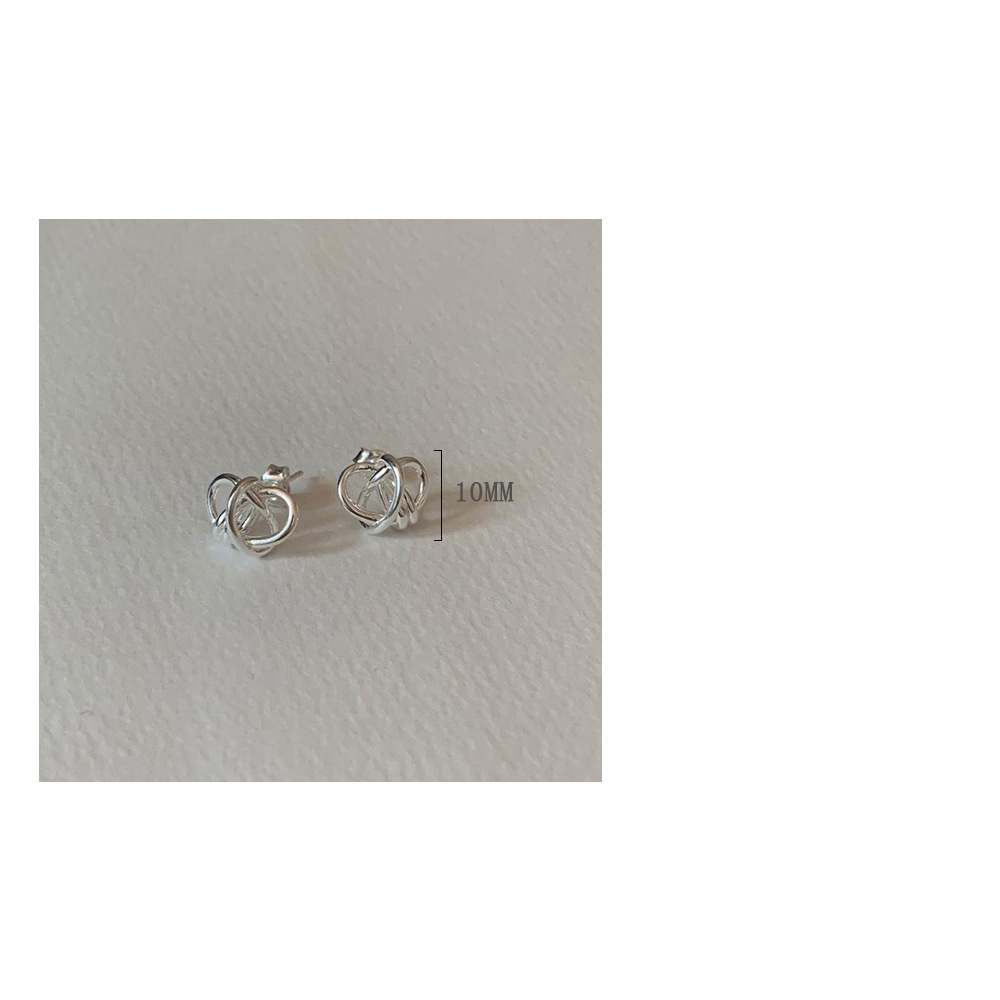 1 زوج أسلوب بسيط عقدة القوس تصفيح الفضة الاسترليني ترصيع الأذن display picture 5