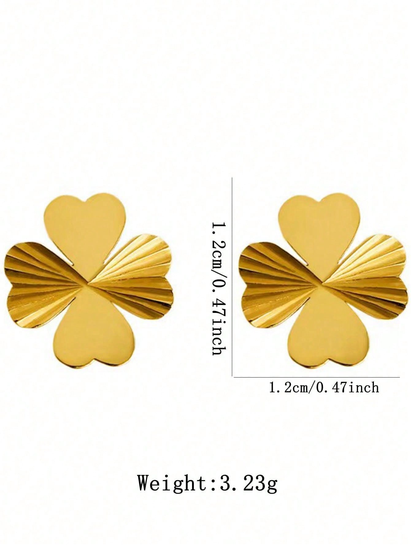 1 Pair Modern Style Sweet Commute Four Leaf Clover 304 Stainless Steel 18K Gold Plated Ear Studs display picture 5