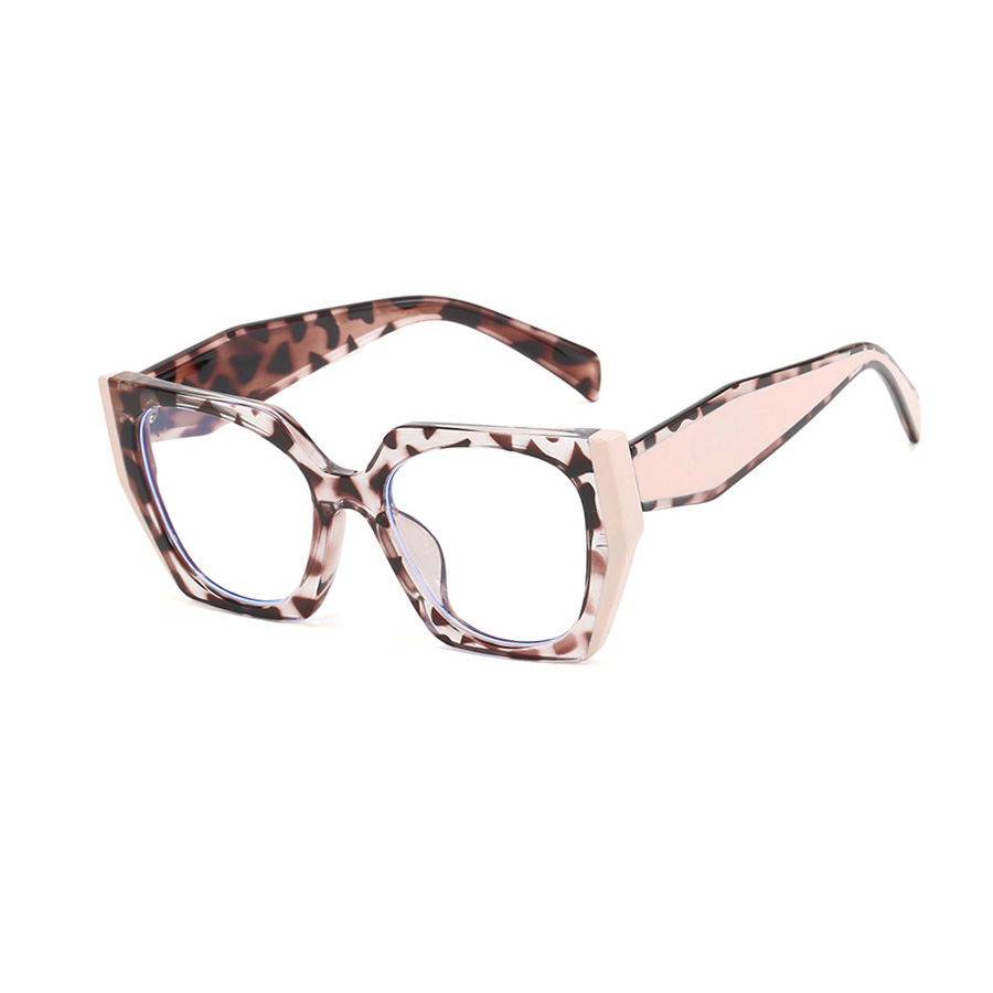 Retro Streetwear Color Block Leopard Ac Square Full Frame Optical Glasses display picture 3