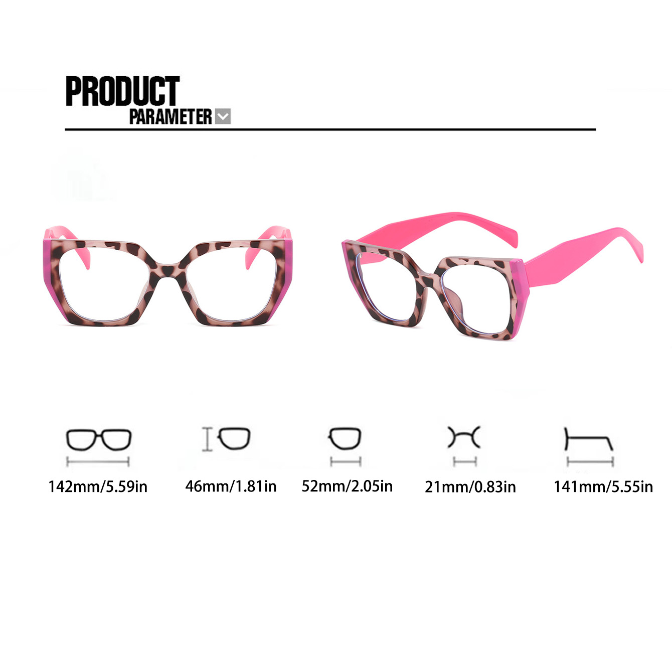 Retro Streetwear Color Block Leopard Ac Square Full Frame Optical Glasses display picture 8