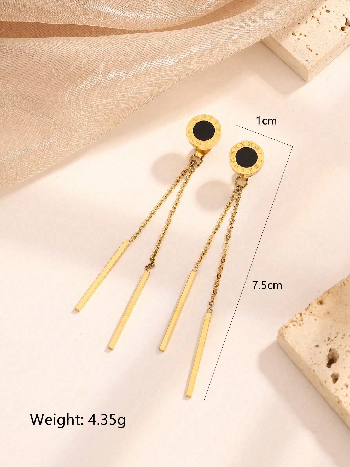 1 Pair Elegant Simple Style Roman Numeral 304 Stainless Steel 18K Gold Plated Ear Studs Threader Earrings display picture 6