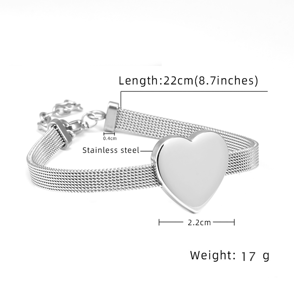 304 Stainless Steel 18K Gold Plated Simple Style Heart Shape Bracelets display picture 1