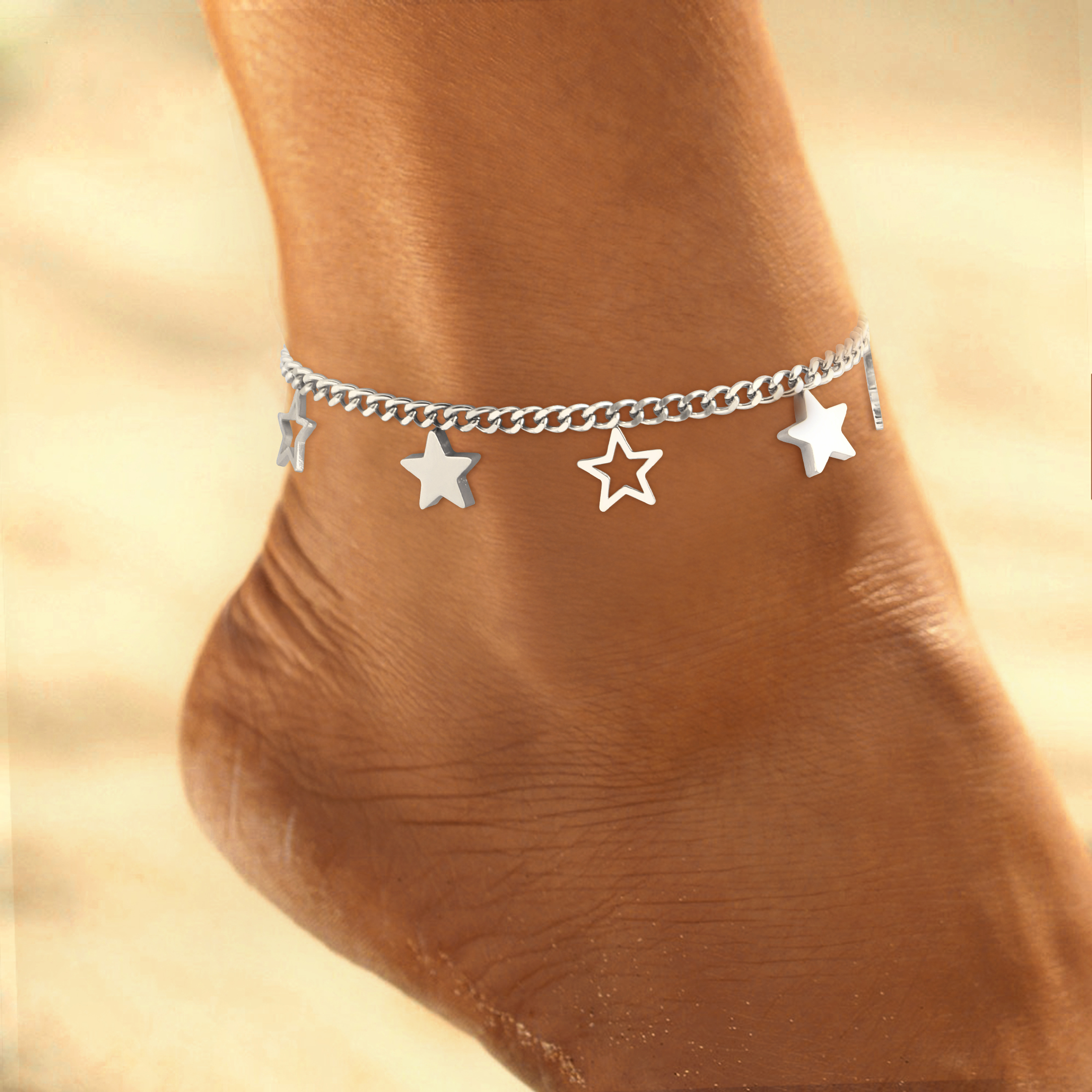 Beach Simple Style Star 304 Stainless Steel Inlay Shell 18K Gold Plated Women's Anklet display picture 5