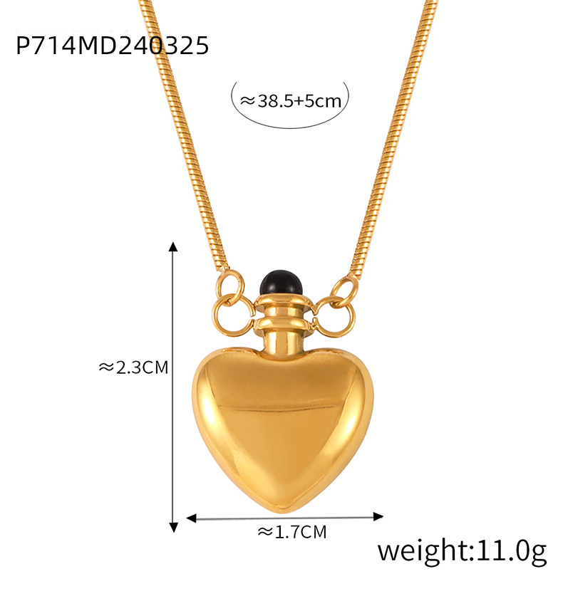 Titanium Steel 18K Gold Plated Elegant Simple Style Plating Heart Shape Pendant Necklace display picture 6