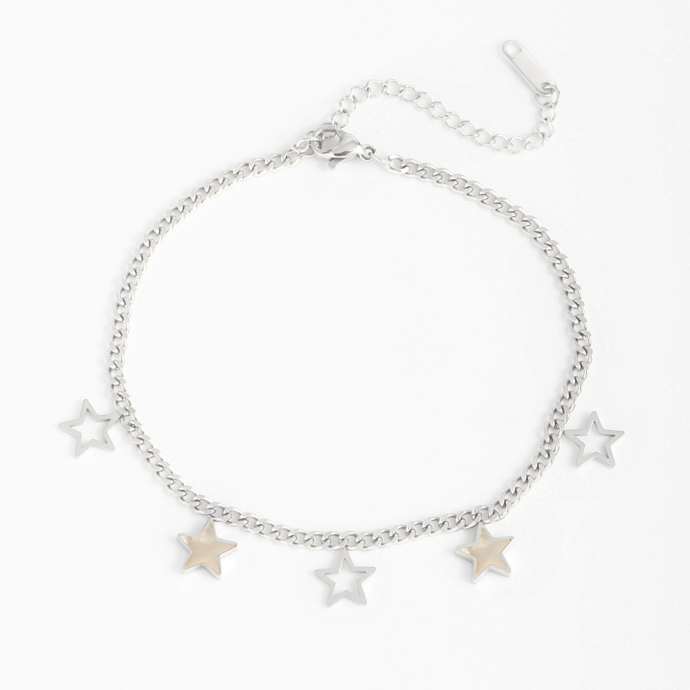 Plage Style Simple Star Acier Inoxydable 304 Incruster Coquille Plaqué Or 18K Femmes Bracelet De Cheville display picture 6