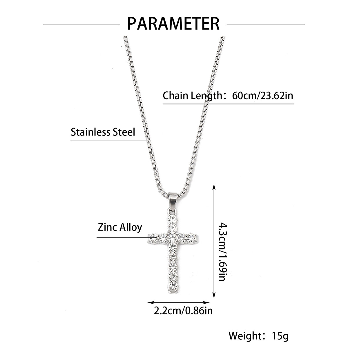 Hip-Hop Cross 201 Stainless Steel Zinc Alloy Polishing Men's Necklace display picture 4
