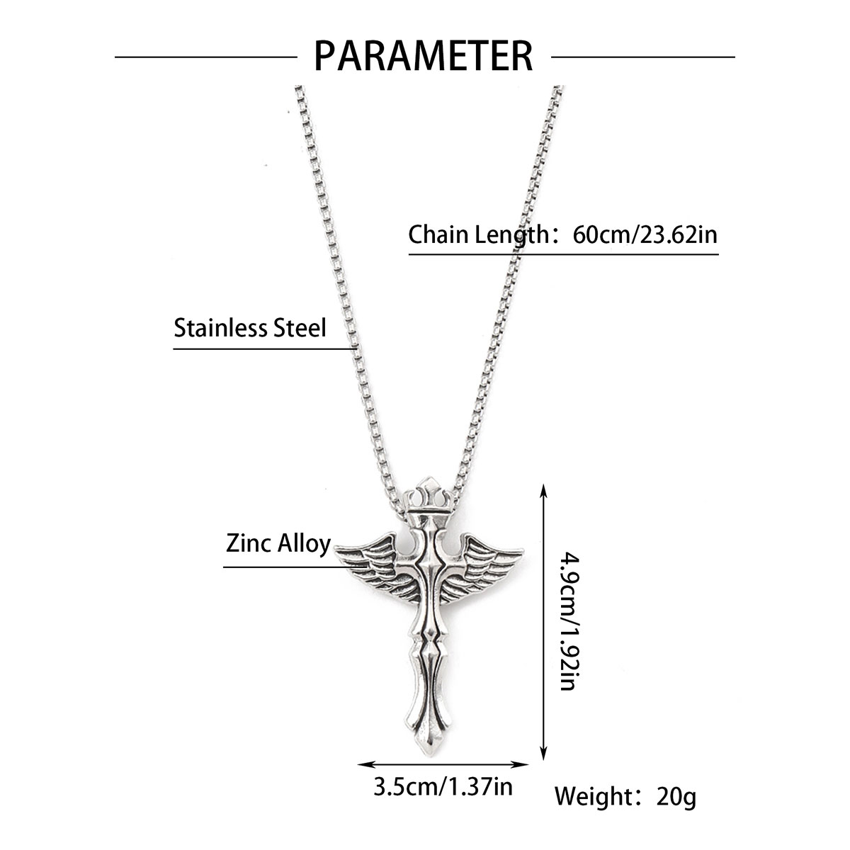 Simple Style Cross Clown Retro Angel Zinc Alloy 201 Stainless Steel Polishing Plating Men's Necklace display picture 23