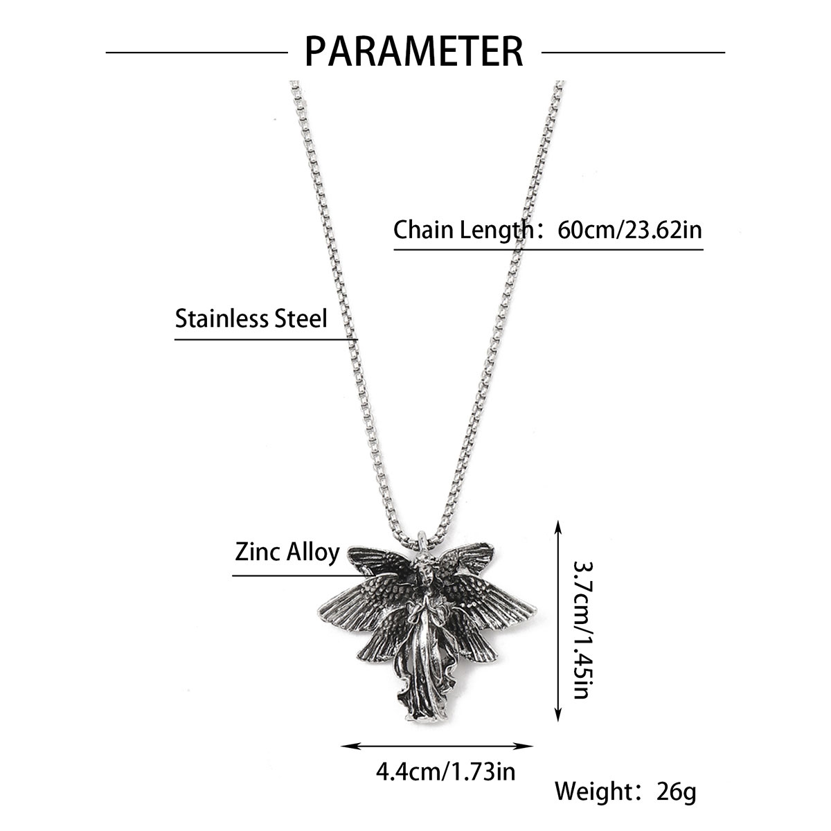 Hip-Hop Angel 201 Stainless Steel Zinc Alloy Polishing Men's Necklace display picture 3
