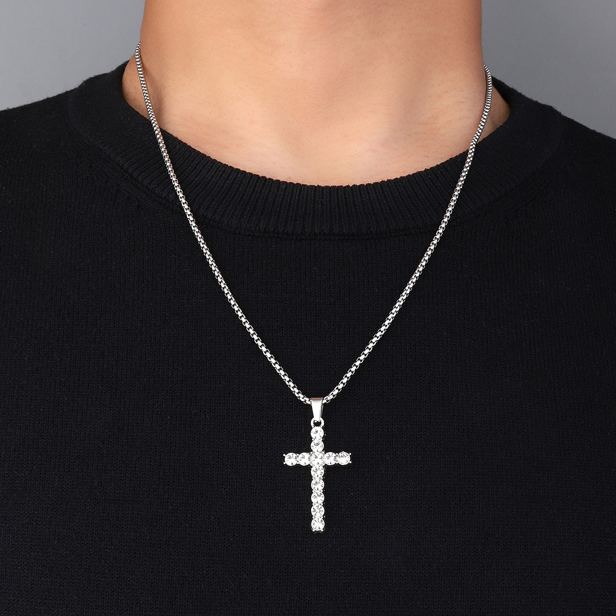Hip-Hop Cross 201 Stainless Steel Zinc Alloy Polishing Men's Necklace display picture 2