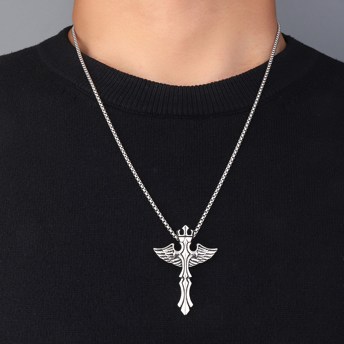 Simple Style Cross Clown Retro Angel Zinc Alloy 201 Stainless Steel Polishing Plating Men's Necklace display picture 44